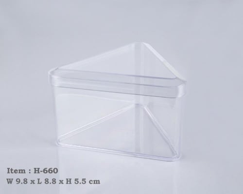 علب اكرليك حلويات مثلثة مقاس 9.5*9.5*5.5سم