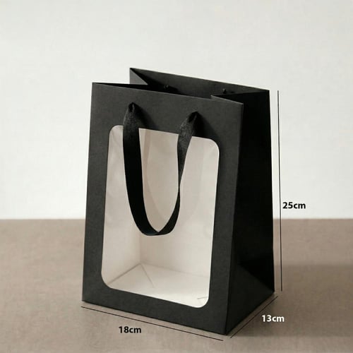 أكياس هدايا ورقية بنافذة شفافة