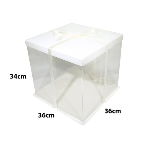 علب للكيك شفافة بشريطة بعدة الوان