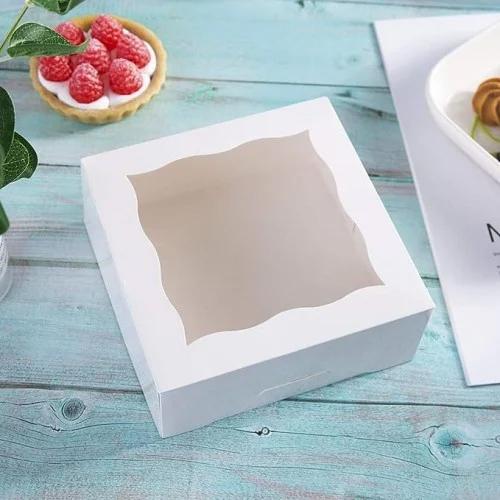 علب كيك ورقية بنافذة شفافة