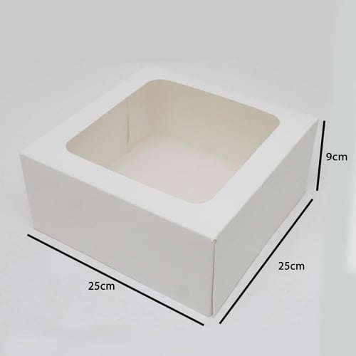 علب كيك ورقية بعدة مقاسات بنافذة شفافة