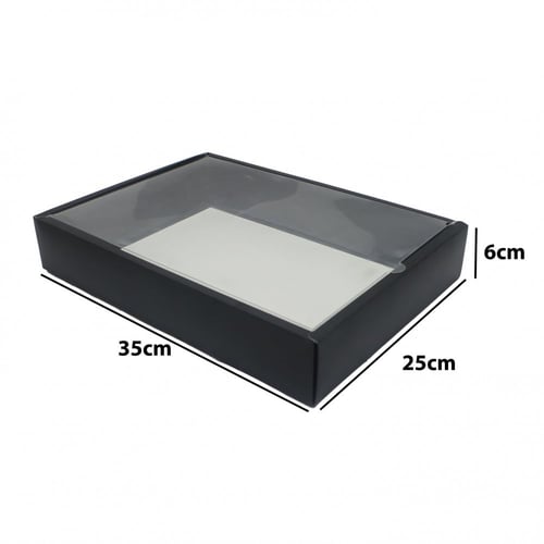 علب ورقية سحاب بغطاء شفاف مقاس 35*25*6 سم بعدة الو...