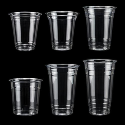 أكواب عصير بلاستيك شفافة