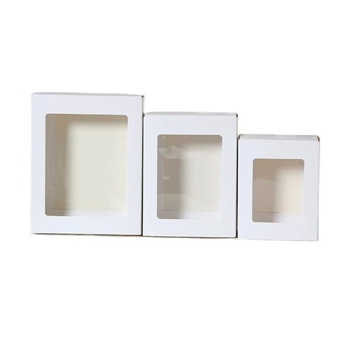 علبة ورقية بغطاء منفصل ونافذة شفافة