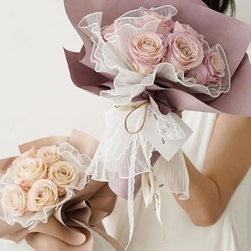 تغليف ورد قماش ابيض