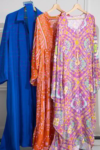 فستان ملمس قطني بالون البرتقاليي طويل 2025