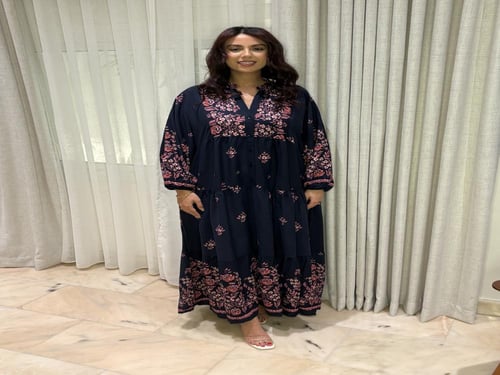 فستان ملمس قطني تركي بنقوش زهور