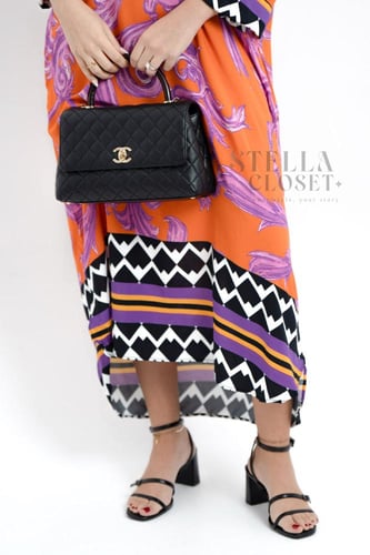 فستان ملمس قطني اورنج و تموجات بالموف طويل 2025