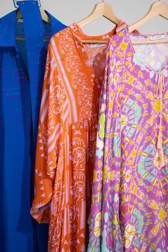 فستان ملمس قطني بالون البرتقاليي طويل 2025