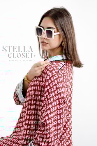 فستان ملمس قطني بالون العودي و النقش الابيض طويل 2...