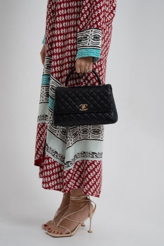 فستان ملمس قطني بالون العودي و النقش الابيض طويل 2...