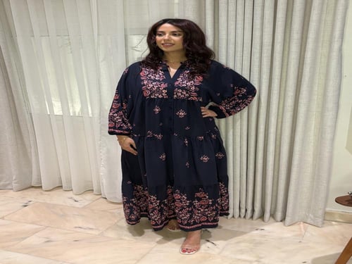 فستان ملمس قطني تركي بنقوش زهور