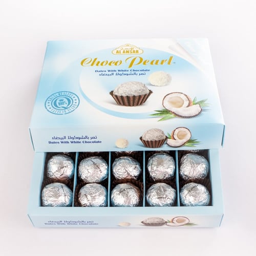 كرات التمر بالشوكولا البيضاء 20 قطعة