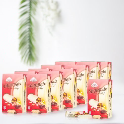 كرتون مطحون التمر مع الفول السوداني المغطى بالشوكو...