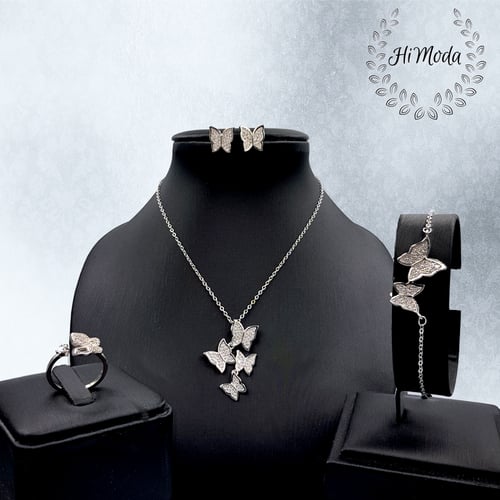 طقم زركون عصري شكل الفراشة