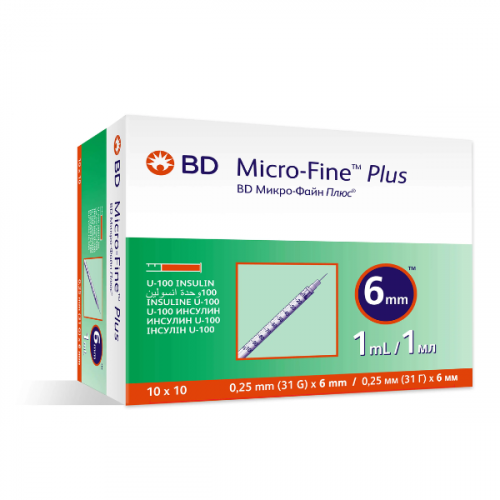 بي دي مايكرو فاين بلس سرنجات انسولين 1 مل 6 مم 100...