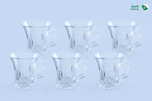 طقم فنجان شاي زجاج ياباني 12سم 6حبات