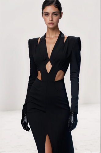 Long sleeve black dress