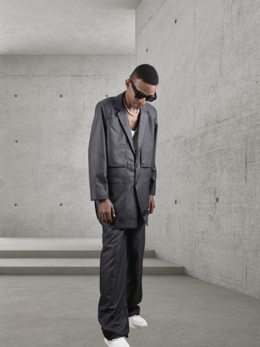 بدلة رجالية واسعة رمادي
