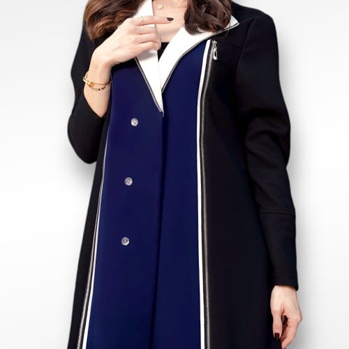 C18 - عباية كريب فرنسي مع سحابات و أزرة