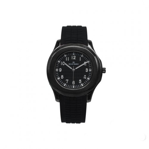 ساعة رجالي سوداء انيقة باطار دائري اسود ومينا اسود