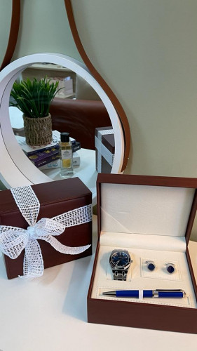 طقم ساعة رجالي أزرق Blue