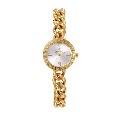 ساعة نسائيه بسير سلاسل ذهبي وميناء ابيض