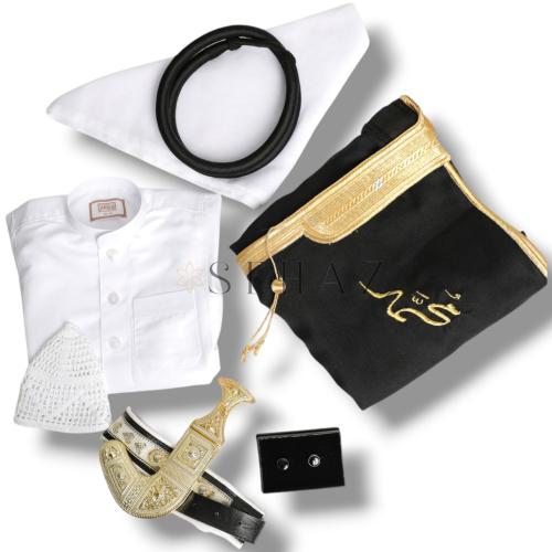 بشت + غتره + عقال اسود + خنجر + ثوب + طاقيه + خاتم...