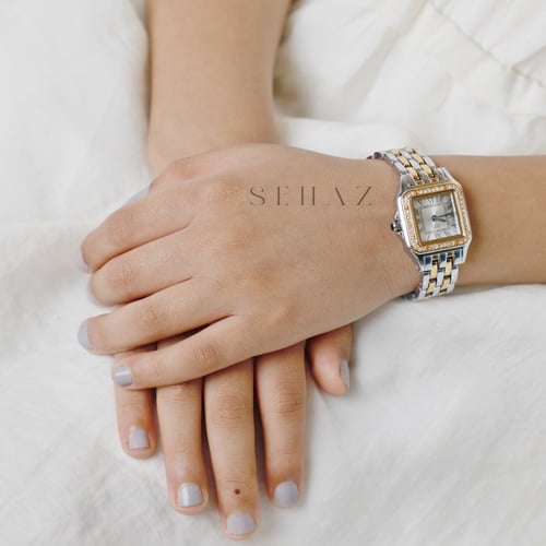 ساعه بناتي فاخره ذهبي فضي بإطار صغير من عمر 3 سنوا...