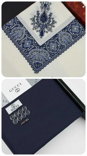 طقم قماش قوتشي شتوي فاخر مع شال مطرز وملحقات المار...