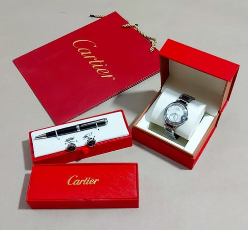 طقم ساعة وكبك وقلم ماركة كارتير - متجر مون