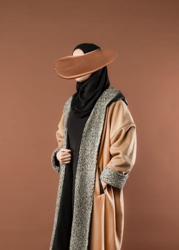 فروة جوخ بقبعة نسائي رجالي مع شال جوخ