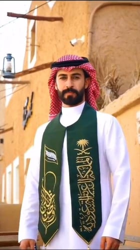 سكارف سعودي بشعار المملكة لليوم الوطني