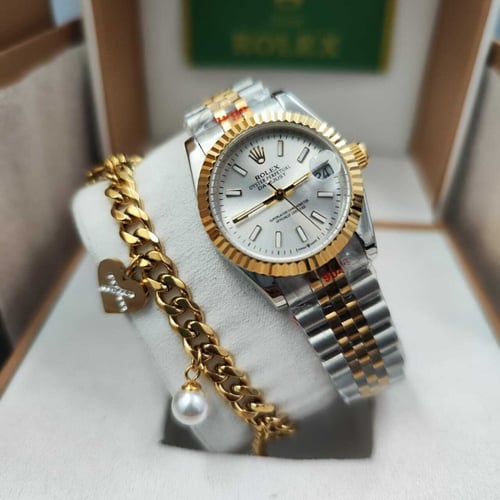 ساعات رولكس نسائية - مع أسوارة استيل من متجر مون