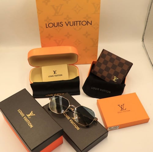 طقم لويس فيتون | هدية رجالية ماركة (نظارة وبوك)