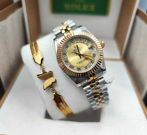 ساعات رولكس نسائية - مع أسوارة استيل من متجر مون