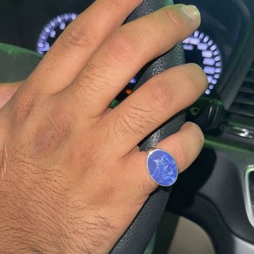 خاتم رجالي بدون إسم حجر ابيض متجر مون