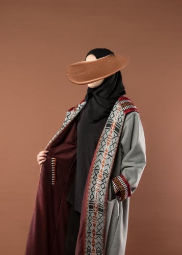 فروة نسائي دبل فيس سدو - تصميم عنابي ورصاصي