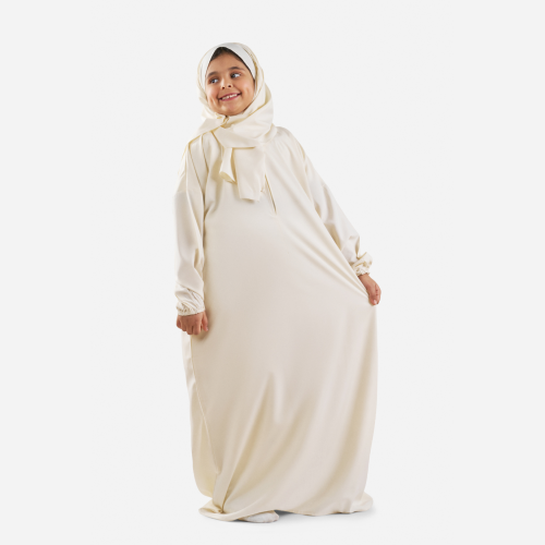 شرشف صلاة للأطفال بطرحة متصلة (بيج)