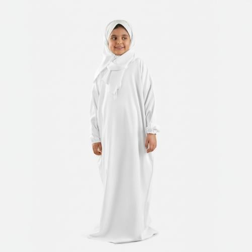 شرشف صلاة للأطفال بطرحة متصلة (ابيض)