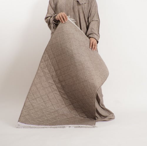 طقم سجادة صلاة (قطن) - بني غامق