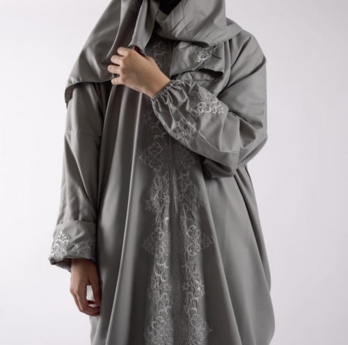 طقم سجادة صلاة (مخمل) قطعتين - رمادي