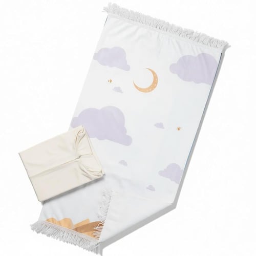 طقم سجادة صلاة للأطفال +شرشف مناسبة للهدايا بيج –...