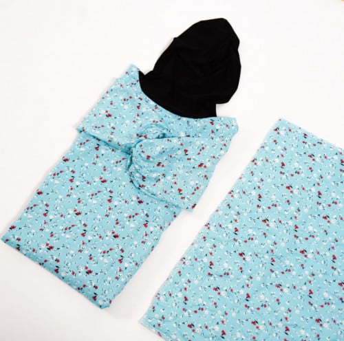 طقم سجادة صلاة اطفال قطعتين مشجر (قلنسوة متصلة) -...