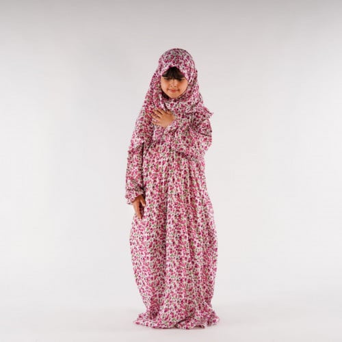 طقم سجادة صلاة اطفال قطعتين - مشجر احمر