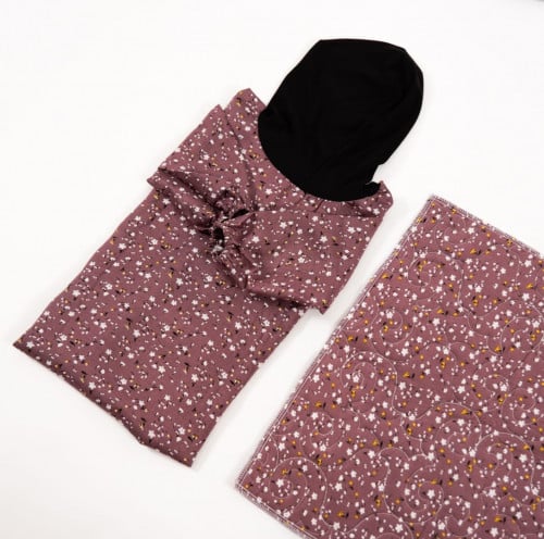 طقم سجادة صلاة اطفال قطعتين مشجر (قلنسوة متصلة) -...