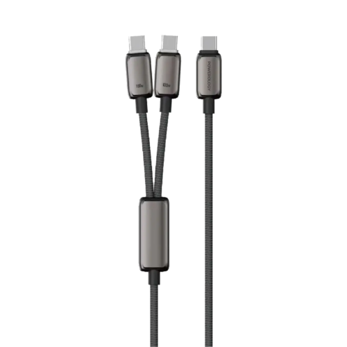 باورولوجى - كيبل شحن مزدوج 2 فى 1 بمنفذ تايب سى بط...