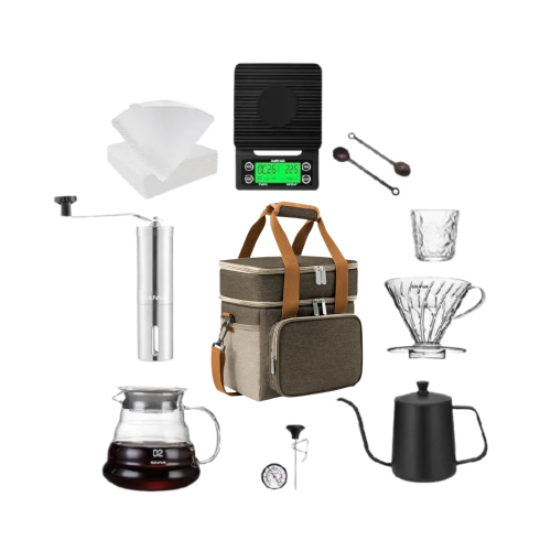 دوبيو- V60 حقيبة متكاملة للقهوة المقطرة مع مطحنة ق...