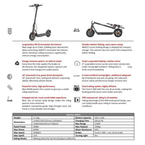 نيفى V25i برو - سكوتر كهربائى بمحرك 300 واط وسرعة...