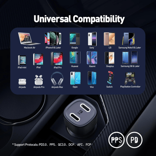 جودا - تيوب 45 شاحن سيارة بمنفذين بى دى بقوة 45 وا...